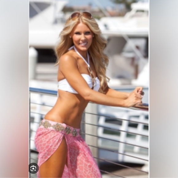 Beach Bunny Pink Giraffe Maxi Skirt with Embellishments one size - Picture 6 of 16